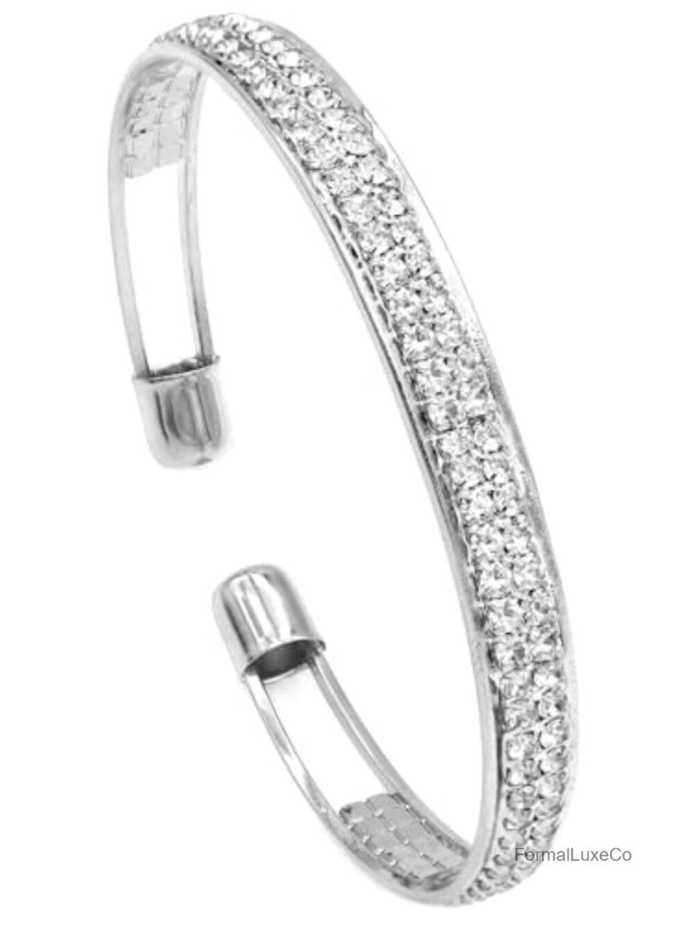 Rhinestone Tennis Cuff Bracelet - Crystal Bridal Bangle for Wedding